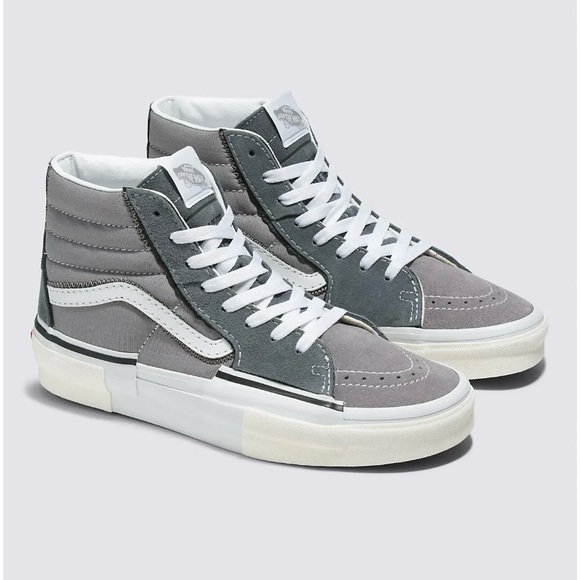 New~~Vans SK8 High Gray Canvas Leather Men’s Size 6.5 or W’s Size 8~~High Top 🩶 - Picture 1 of 7